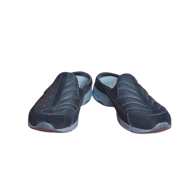 Easy Spirit Traveltime Black Suede Textile Mules Clogs 9WW - Picture 6 of 14